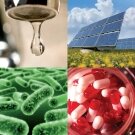 water, solar cells, bacteria, pills